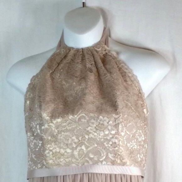 DAVIDS Bridal Tie Back Halter Dress Size 6 Prom Wedding - Picture 3 of 7